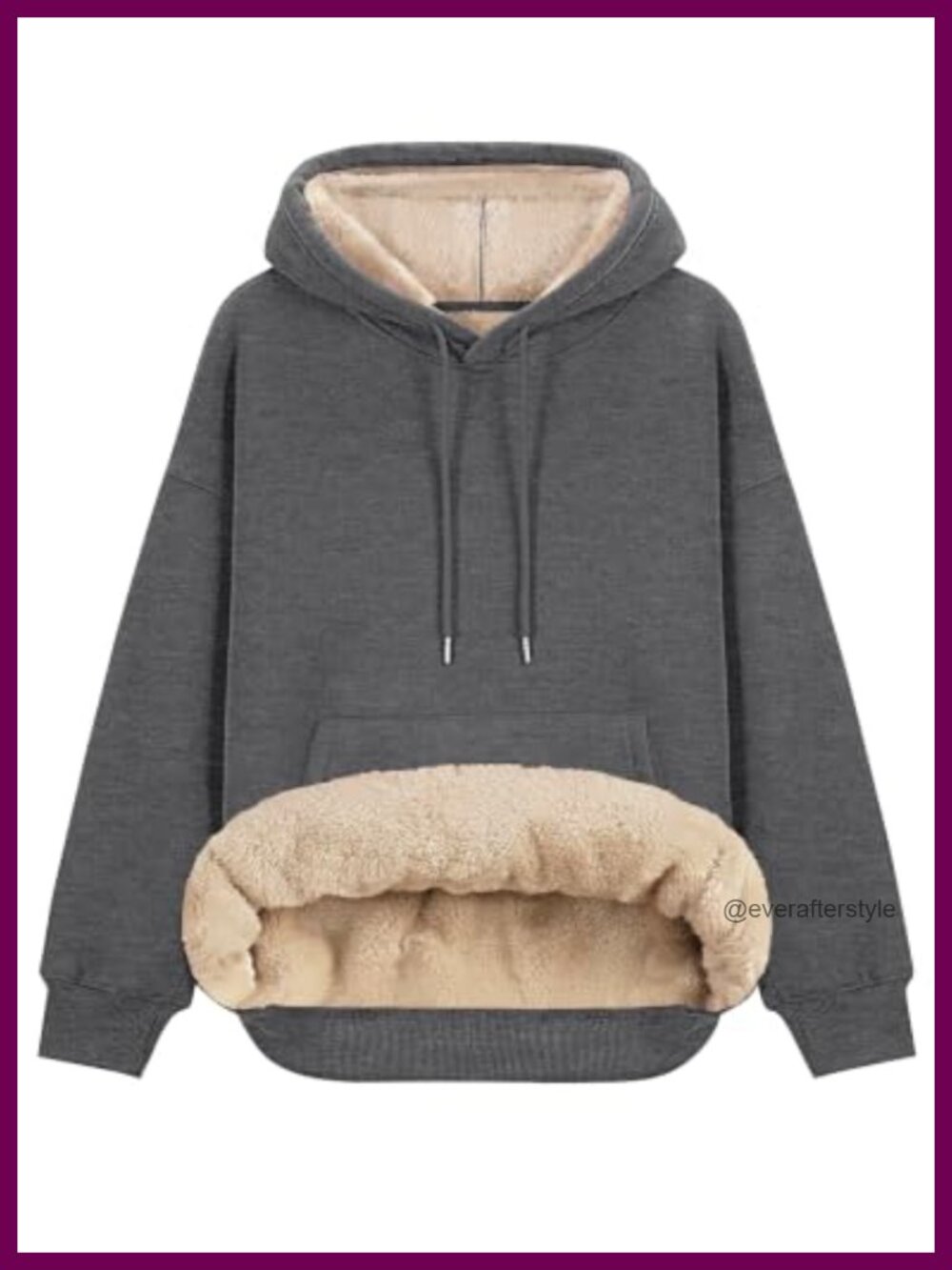Sherpa Lined Hoodie Loose Warm Winter Pullover